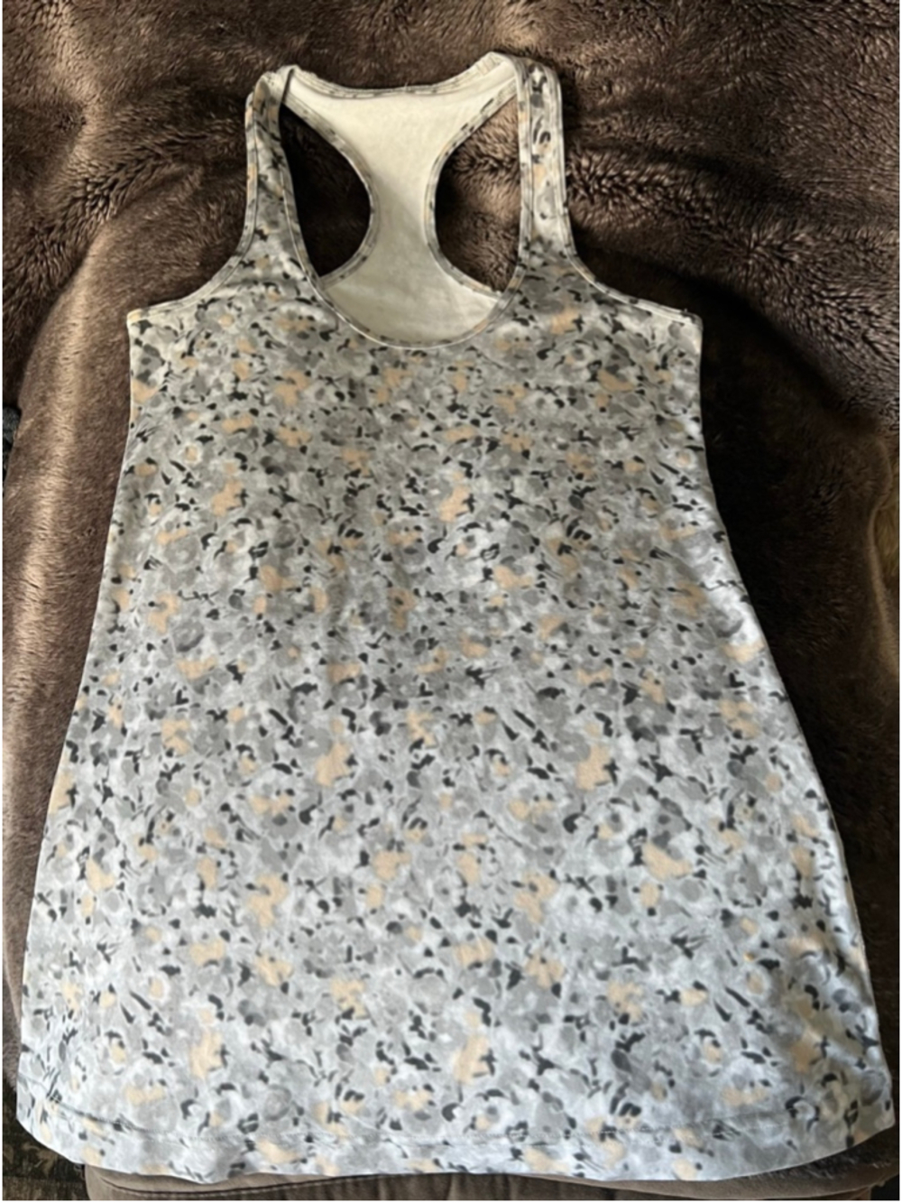 Women's Lululemon Gray Beige Floral Racerback Tank Top S/M